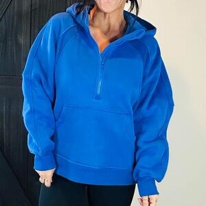 Distressed by HB Colbalt Blue Bay Half Zip Hoodie Size Small